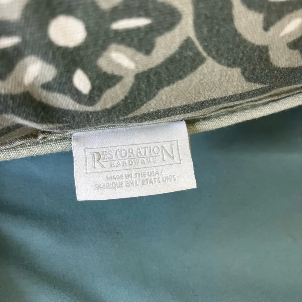 Restoration Hardware Green Gray Geometric Accent Outdoor Pillow Large
